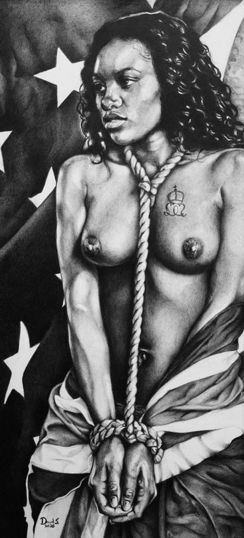 Rope Burns, graphite drawing by David Schure